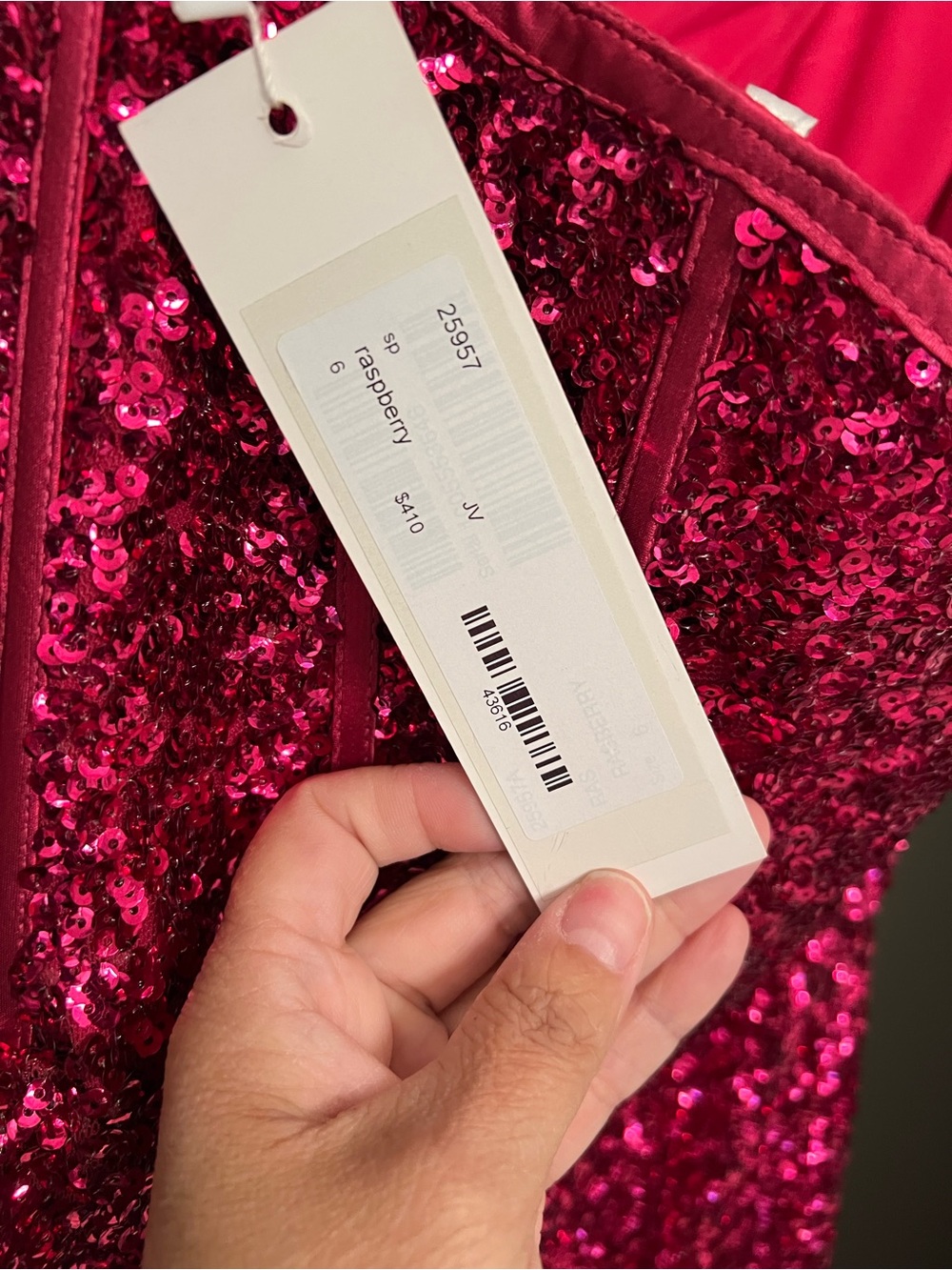 NWT Jovani 25957 Raspberry Sequin Strapless Corset Mini Dress Size 6 Prom HOCO - Picture 12 of 12